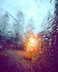 Close-up of wet window in rainy season