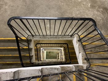 High angle view of spiral staircase