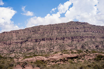 Scenic view of rocky mountains against sky andes mendoza argentina