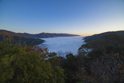 Scenic view of mountains against clear sky