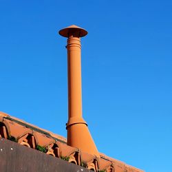 Low angle view of building against clear blue sky