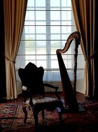 View of an empty chair at home