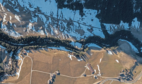 High angle view of a valley and mountains