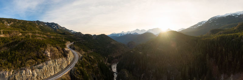 Panoramic view of mountains against sky