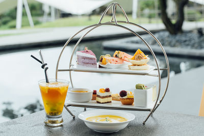 Close-up of drink served on table