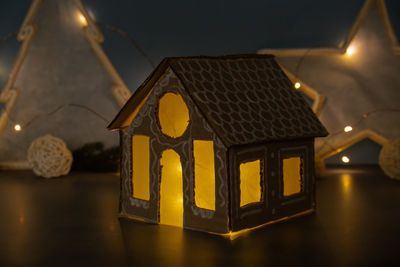 Low angle view of building against sky at night