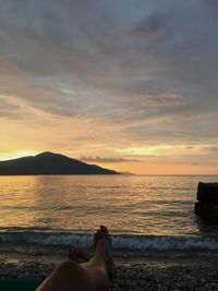 Scenic view of sea against sky during sunset