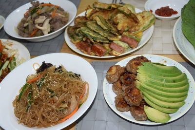 High angle view of food in plate