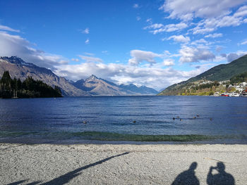 Scenic view of lake against sky