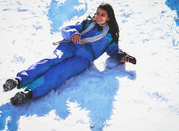 Portrait of woman in snow