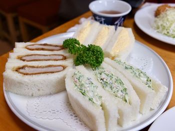 High angle view of meal served in plate