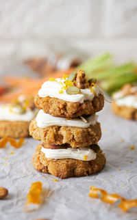 Close-up of cookies on table