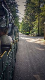 Rear view of man on street amidst trees