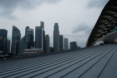 View of the esplanade with skyscrapers in the background