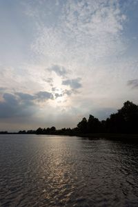 Scenic view of sea against cloudy sky