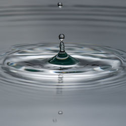 Close-up of drop splashing in water