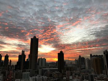 View of city at sunset