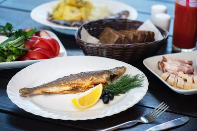 Close-up of food in plate on table