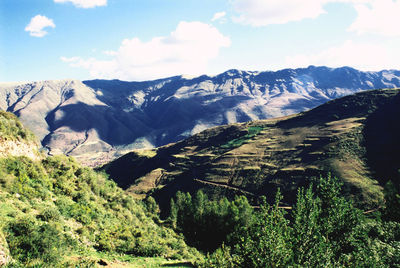 Scenic view of mountains against sky