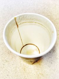 High angle view of coffee on table