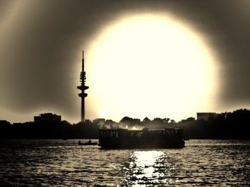 View of calm sea at sunset