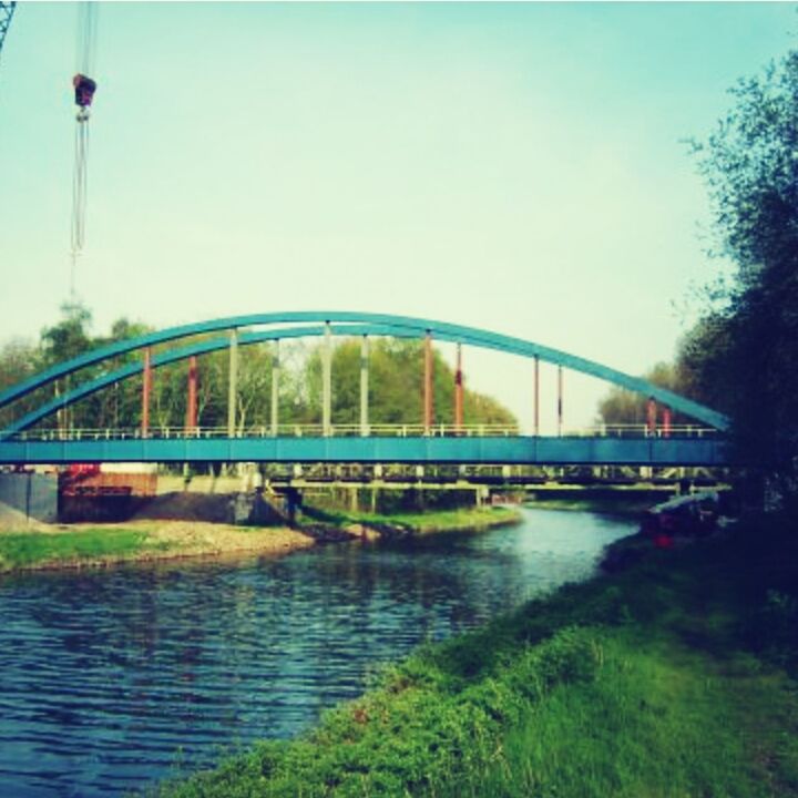 connection, bridge - man made structure, built structure, architecture, water, clear sky, bridge, transportation, river, railing, tree, arch, arch bridge, engineering, sky, reflection, copy space, outdoors, canal, nature