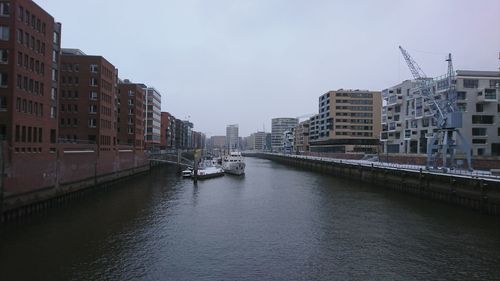 River in city against sky