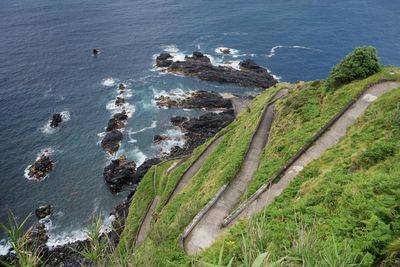 High angle view of beach