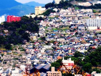 High angle shot of townscape