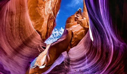 Low angle view of rock formations