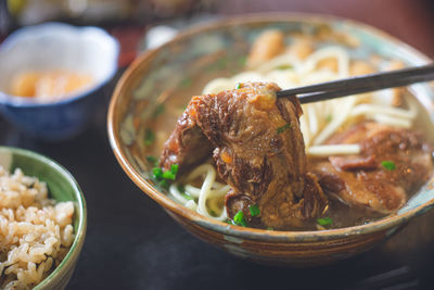 Close-up of food in bowl on table