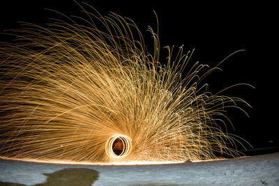 Firework display at night