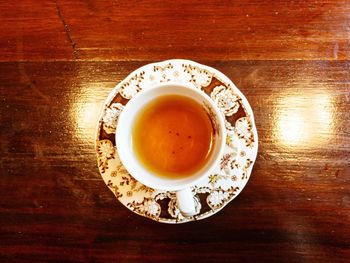 High angle view of coffee on table