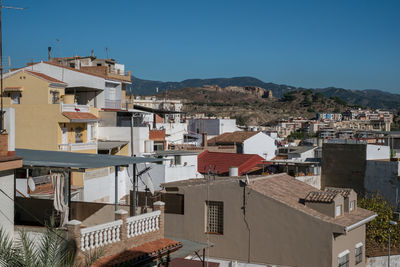 Malaga, spain - december 30, 2017. white houses specific to andalucia region of spain, costa del sol