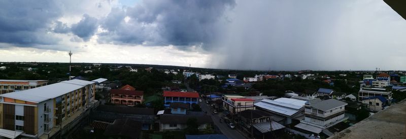 High angle view of cityscape against sky