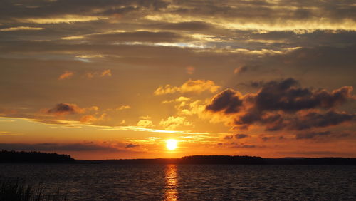 Scenic view of sunset over sea