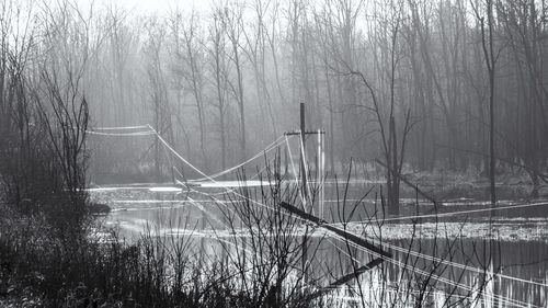 Scenic view of lake against sky during winter