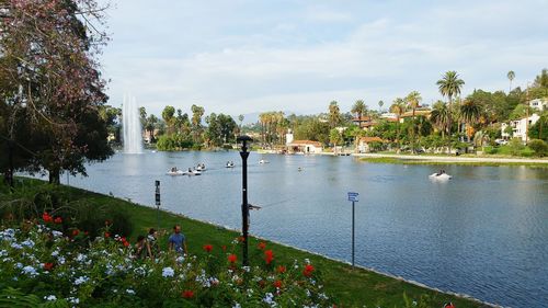 Scenic view of lake against sky