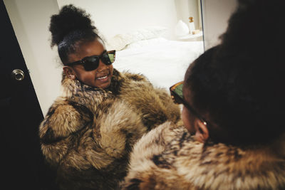 Panoramic shot of young man in sunglasses