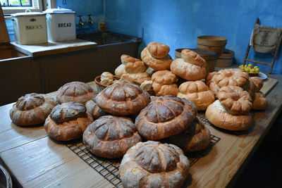 Close-up of bread on table