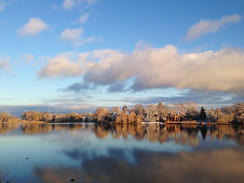 Scenic view of lake against sky