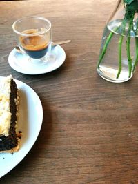 High angle view of coffee on table