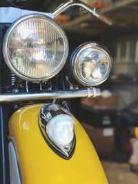 Close-up of yellow vintage car