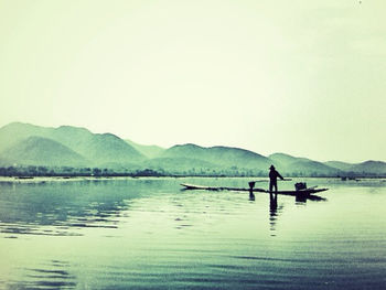 Scenic view of lake and mountains