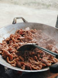 Close-up of food in cooking pan