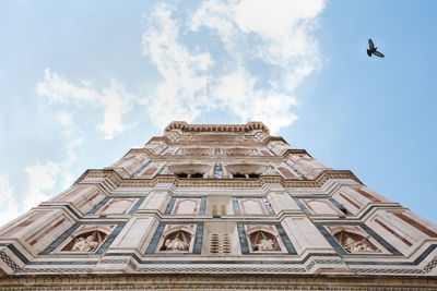 Low angle view of building against cloudy sky