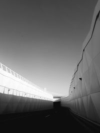 Low angle view of modern building against clear sky