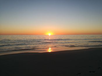 Scenic view of sea against sky at sunset