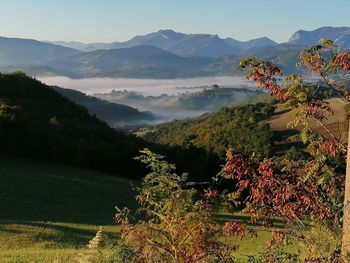 Scenic view of mountains against sky