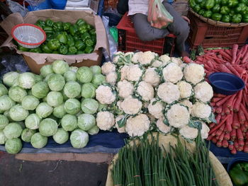 High angle view of vegetables for sale